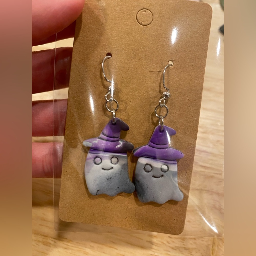 Supercute Polymer Clay Ghost Earrings